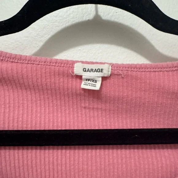 Garage Rose Pink Ribbed Long-Sleeve Cropped Top - Picture 3 of 3